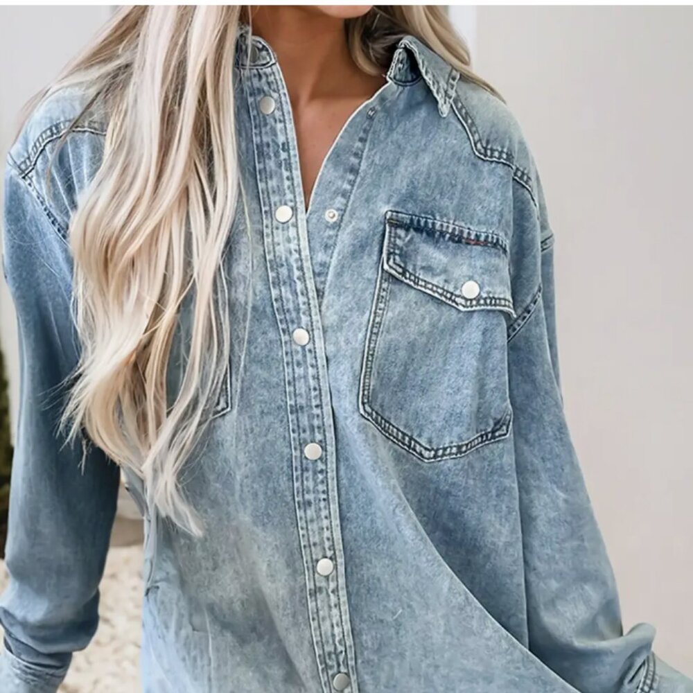 Western Chic Denim Loose Fit Woman's  Dress Medium NWT
